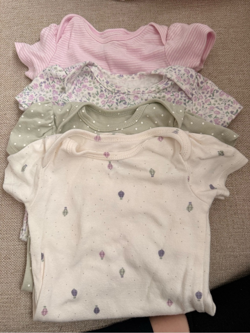 Kids Short Sleeve Bodysuit Set - Pink, Floral, Green, Cream